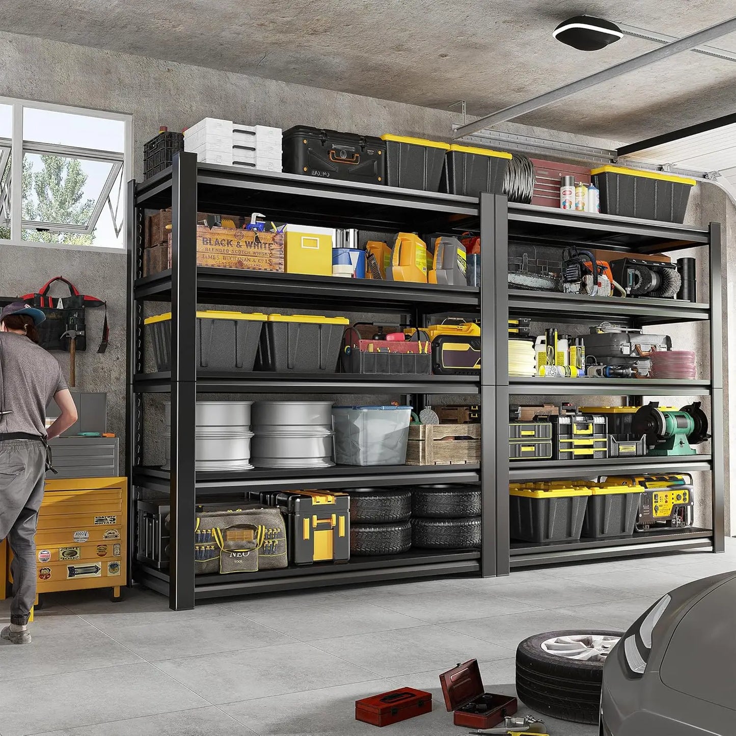 72" H Storage Shelves, 2500LBS Heavy Duty Garage Shelving Unit, 5 Tier Adjustable Metal Shelf for Garage Basement, Customized