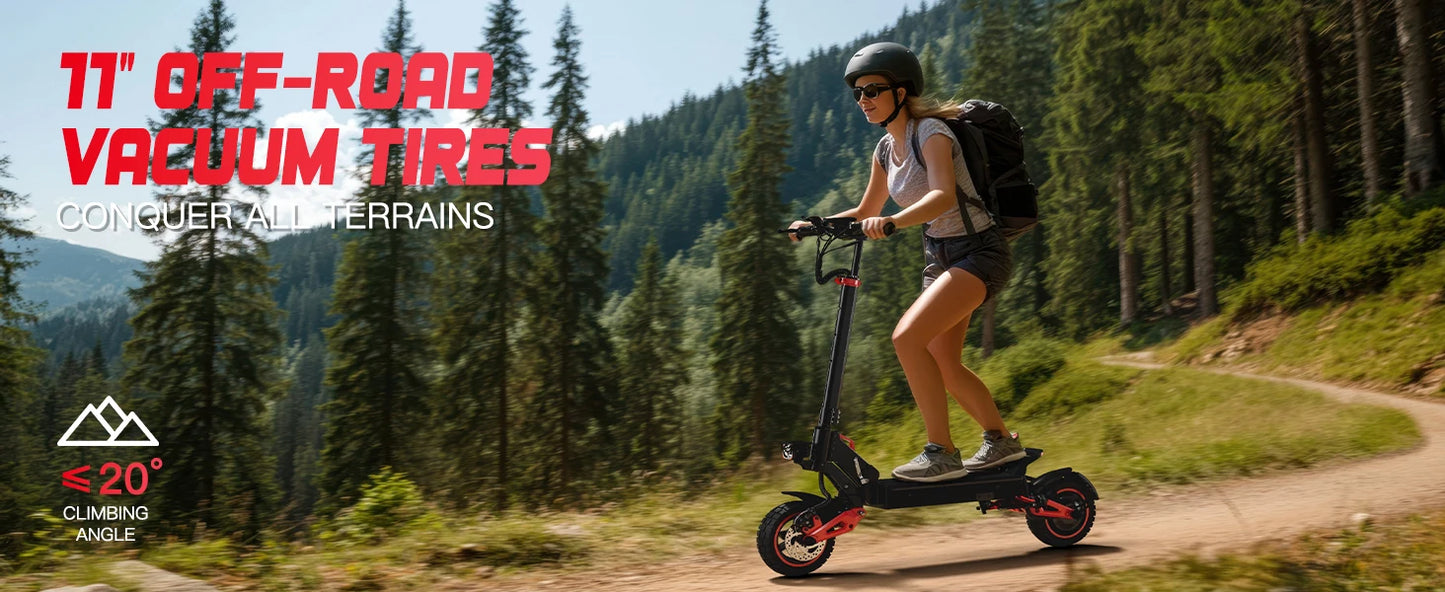 J15 Electric Scooter Adult 1600W Motor 11-Inch Off-Road Tyres 48V18AH Battery Max Speed 31mph Range 27-30 Miles Electric Scooter