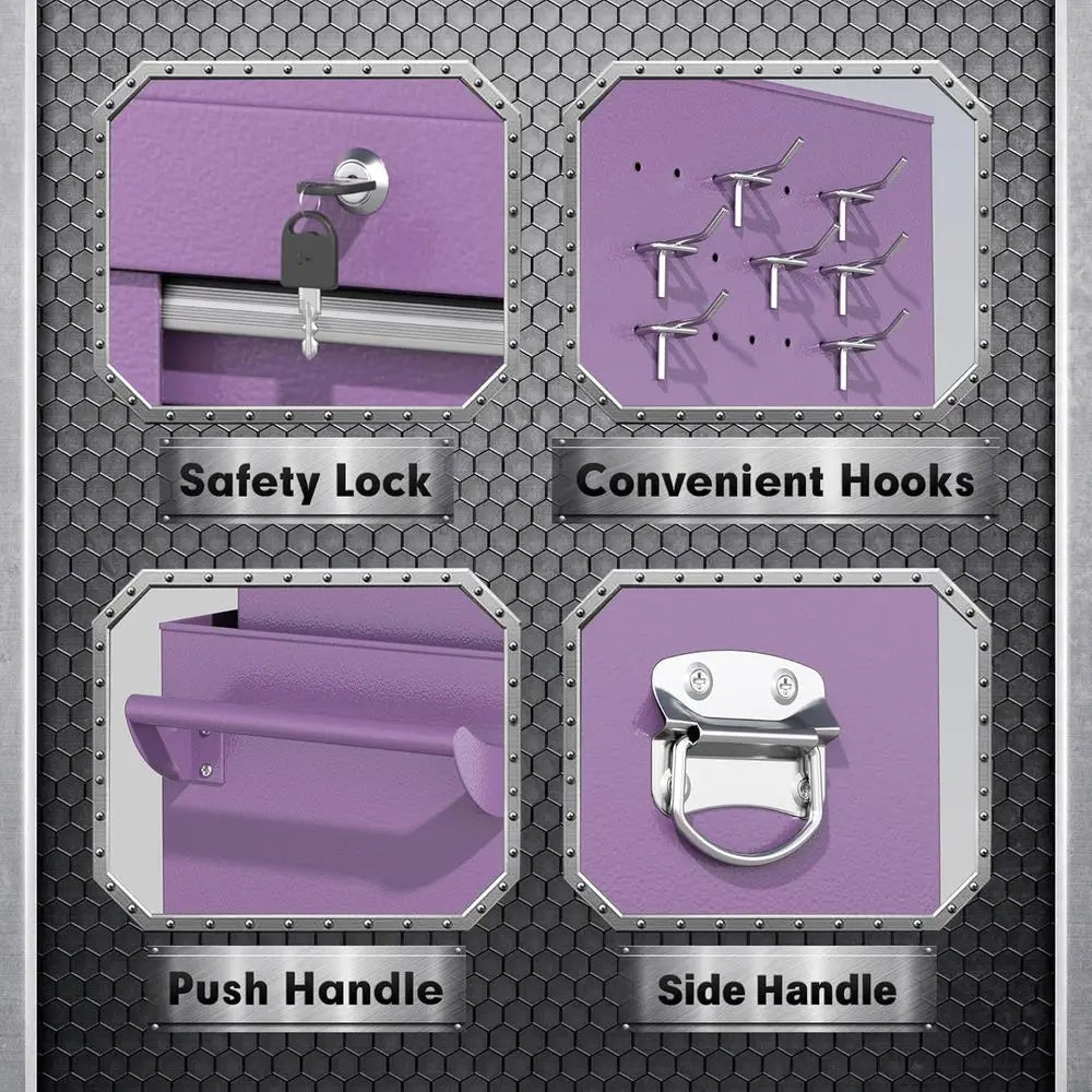 Heavy-Duty Steel Rolling Tool Chest with Detachable Top and Locking Wheels for Secure Garage Storage and Organization