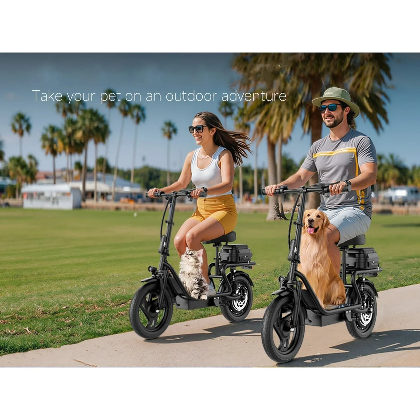 14'' Electric Scooter for Adults with Seat, 22MPH Top Speed, 48V 10.4Ah/22.5Ah Long-Range Battery, Up to 55 Miles, Dual Suspension, Foldable Design & Cargo Basket