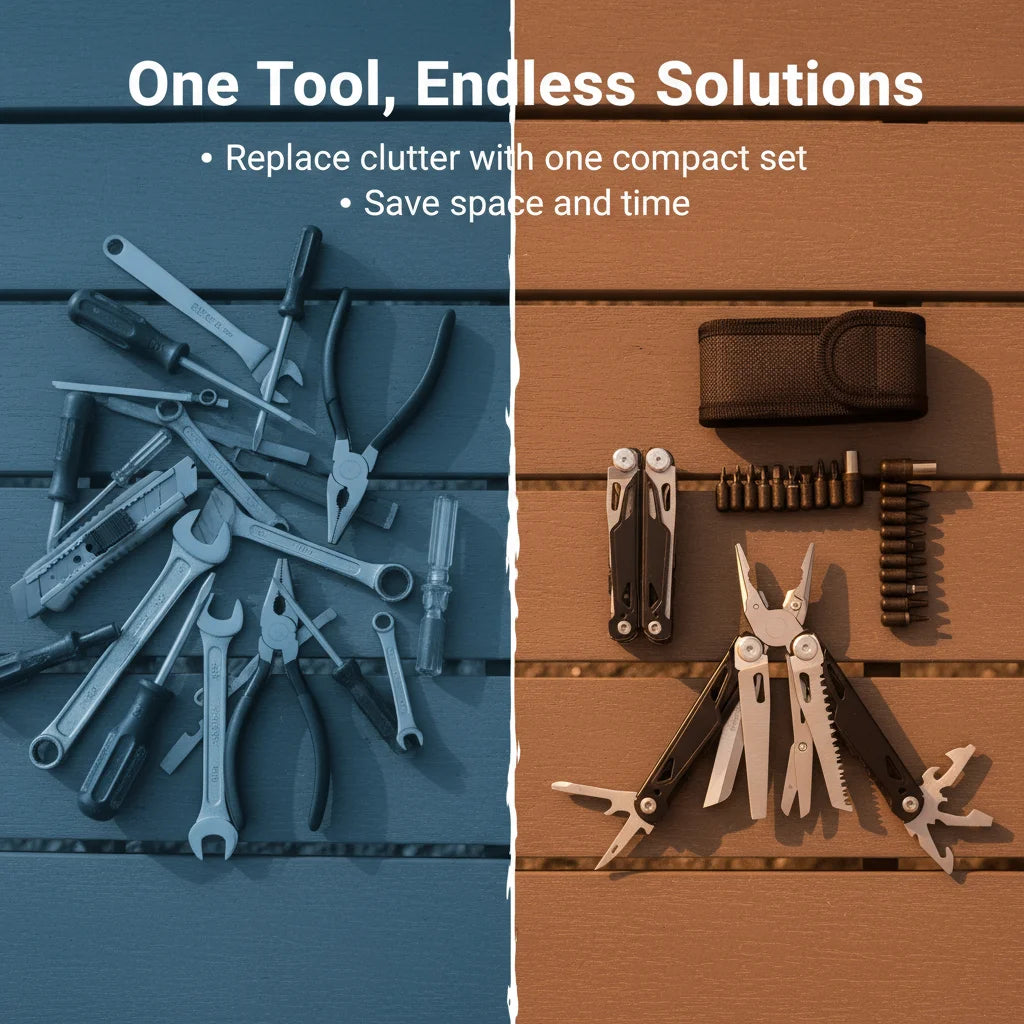27 in 1 Multitool Pliers - Stainless Steel Survival Tool with Screwdriver/Saw/Spring Scissors for Camping, Fishing, Hiking (Nylo