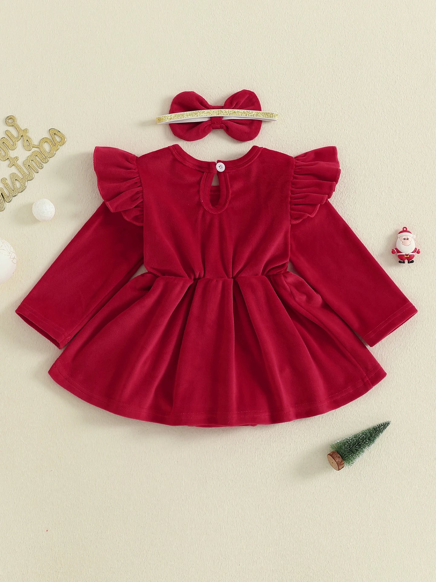 Toddler Boy Christmas 2 Piece Outfits Reindeer Print Long Sleeve Round Neck Romper Pants Hat Set Cute Xmas Costume for Kids