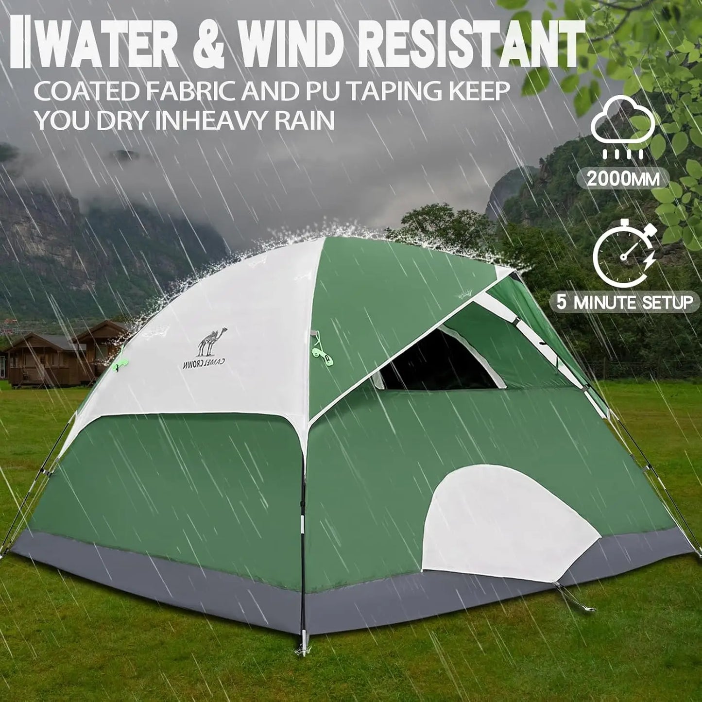 2-5 Person Waterproof Camping Tent, Lightweight Portable Dome Tent for Outdoor Hiking and Backpacking