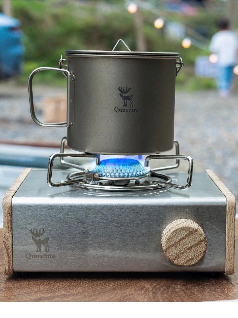 Qunature Outdoor Portable Cassette Stove Camping Cookware Multiple firepower Gas Stove for Tea Brewing Household & Camping Use