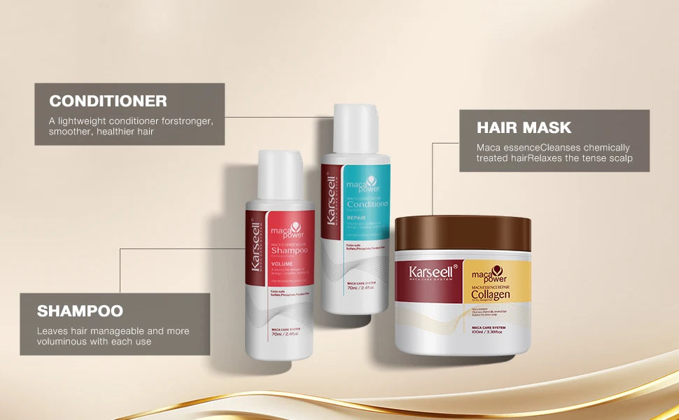 Karseell Hair mask Shampoo and Conditioner Travel set Collagen Hair Treatment Deep Repair Conditioning For Dry Damaged Hair