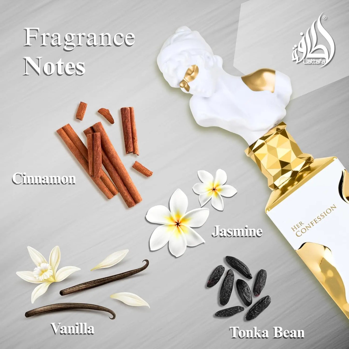 Lattafa Her Confession – Vanilla, flowers, amber, musk – eau de toilette Women's persistent fragrance, 3.4 oz/100 ml Halloween,