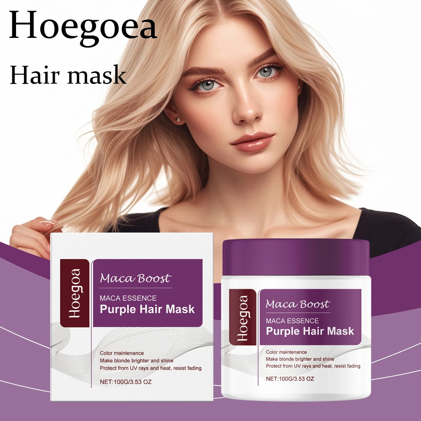 Hoegoa Purple Hair Mask Reduce Dryness Lasting Color Restoring Luster Reduce Frizz Improve Hair Toughness Nourishing Hair Mask