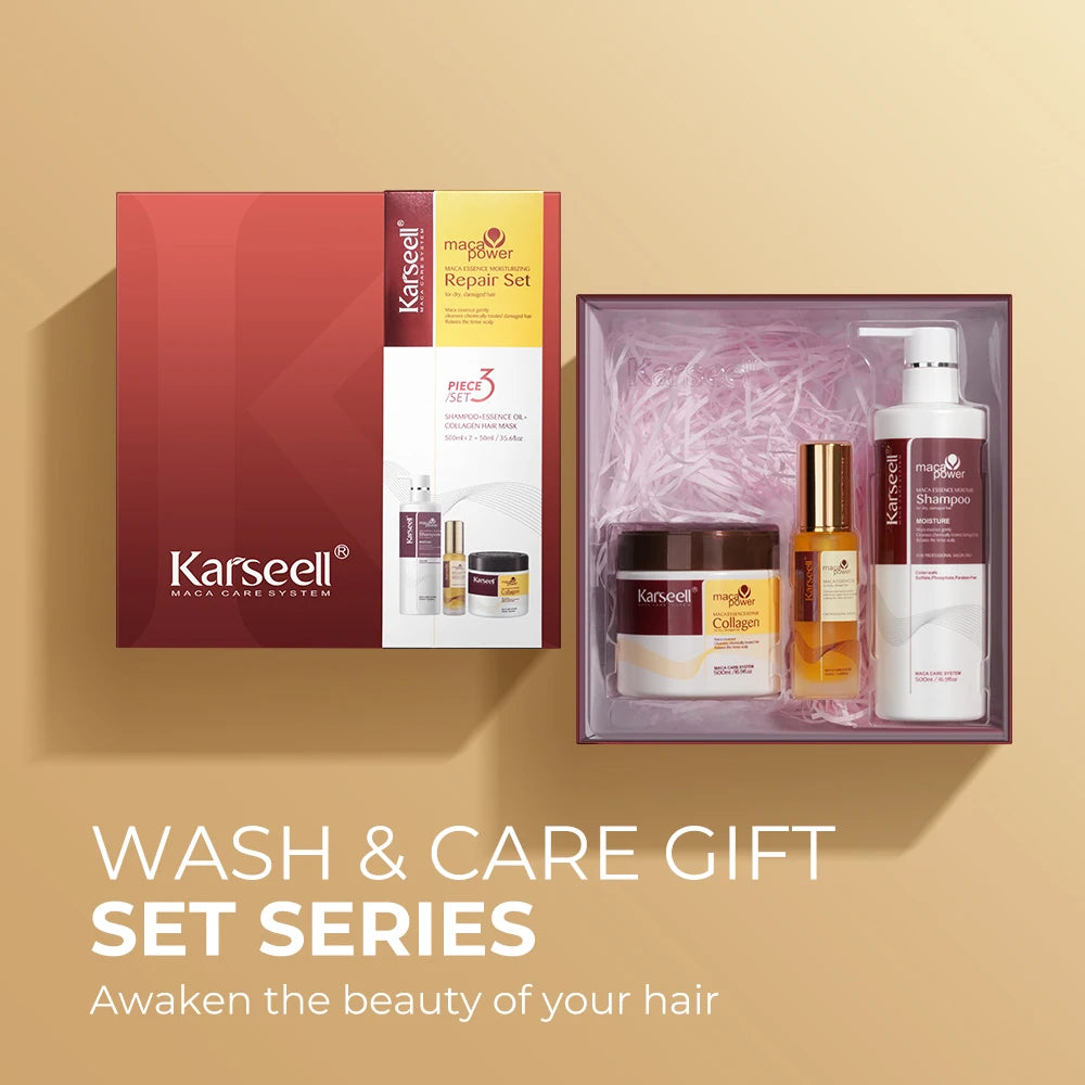 Karseell Collagen Hair Mask + Argan Oi + Hair Shampoo Essence Moisturizing Repair Set for Dry Damaged Hair Gift