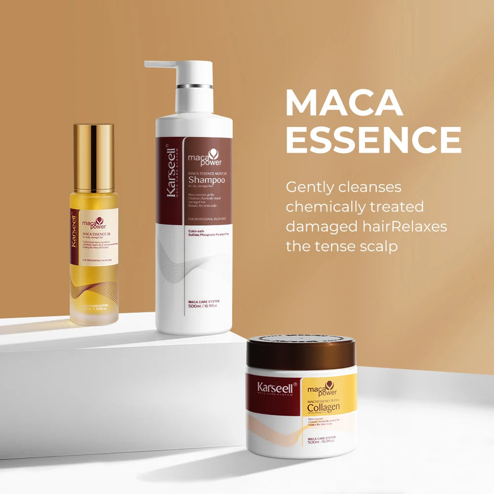 Karseell Collagen Hair Mask + Argan Oi + Hair Shampoo Essence Moisturizing Repair Set for Dry Damaged Hair Gift