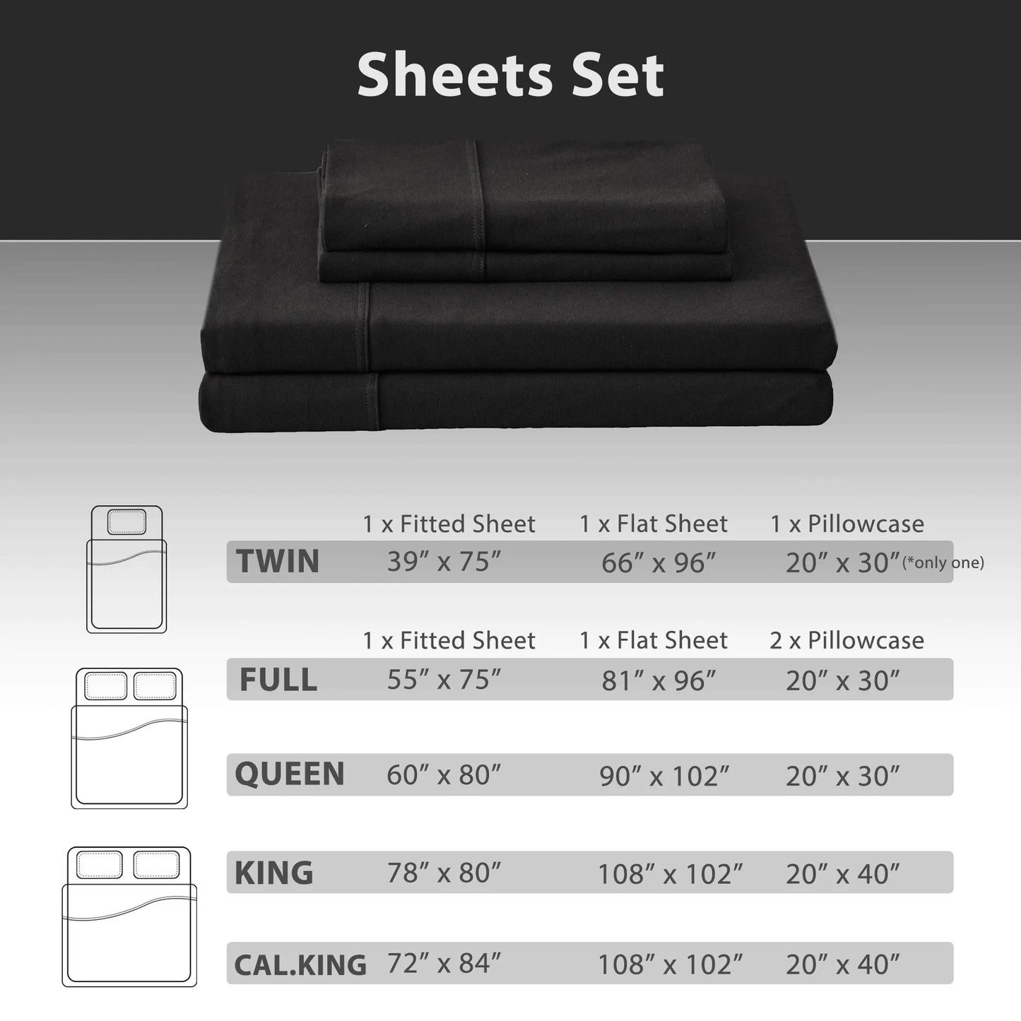4-Piece 100% Cotton Jersey Knit Sheet Set – Ultra Soft & Breathable Bedding Set with Deep Pocket Fitted Sheet, Flat Sheet & 2 Pillowcases（Without Core） – Wrinkle Free, Machine Washable, Secure Fit & Cozy Comfort for A