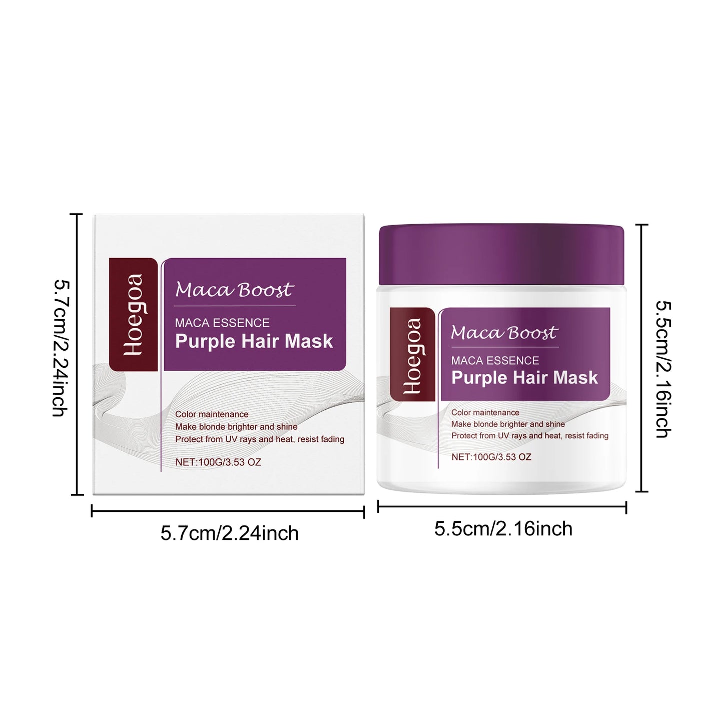 Hoegoa Purple Hair Mask Reduce Dryness Lasting Color Restoring Luster Reduce Frizz Improve Hair Toughness Nourishing Hair Mask