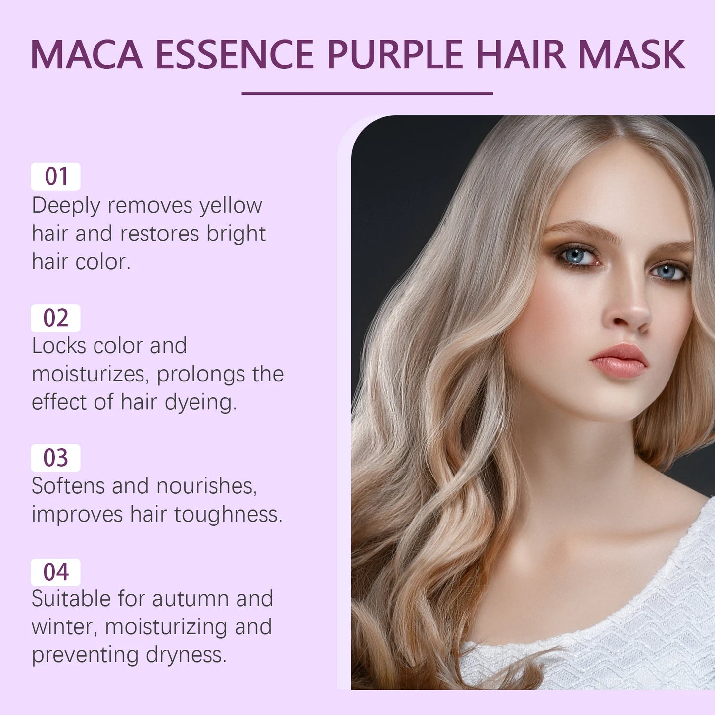 Hoegoa Purple Hair Mask Reduce Dryness Lasting Color Restoring Luster Reduce Frizz Improve Hair Toughness Nourishing Hair Mask