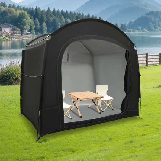 210D Oxford Cloth Bike Storage Tent Waterproof UV Protection Outdoor Bicycle Shelter for 3-4 Bikes Portable Storage Shed