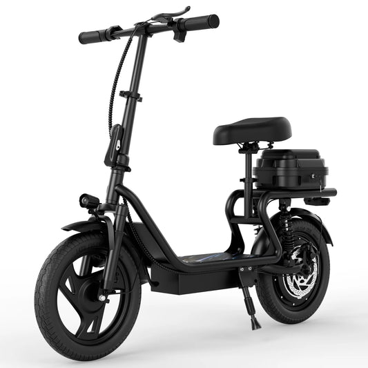 14'' Electric Scooter for Adults with Seat, 22MPH Top Speed, 48V 10.4Ah/22.5Ah Long-Range Battery, Up to 55 Miles, Dual Suspension, Foldable Design & Cargo Basket