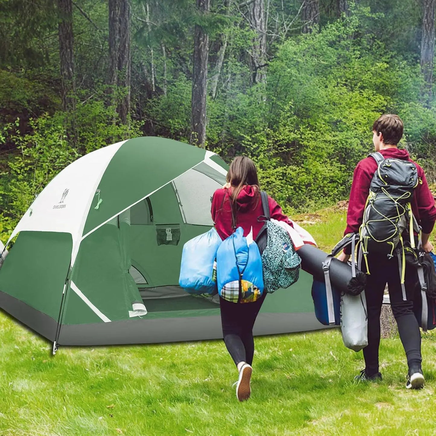 2-5 Person Waterproof Camping Tent, Lightweight Portable Dome Tent for Outdoor Hiking and Backpacking