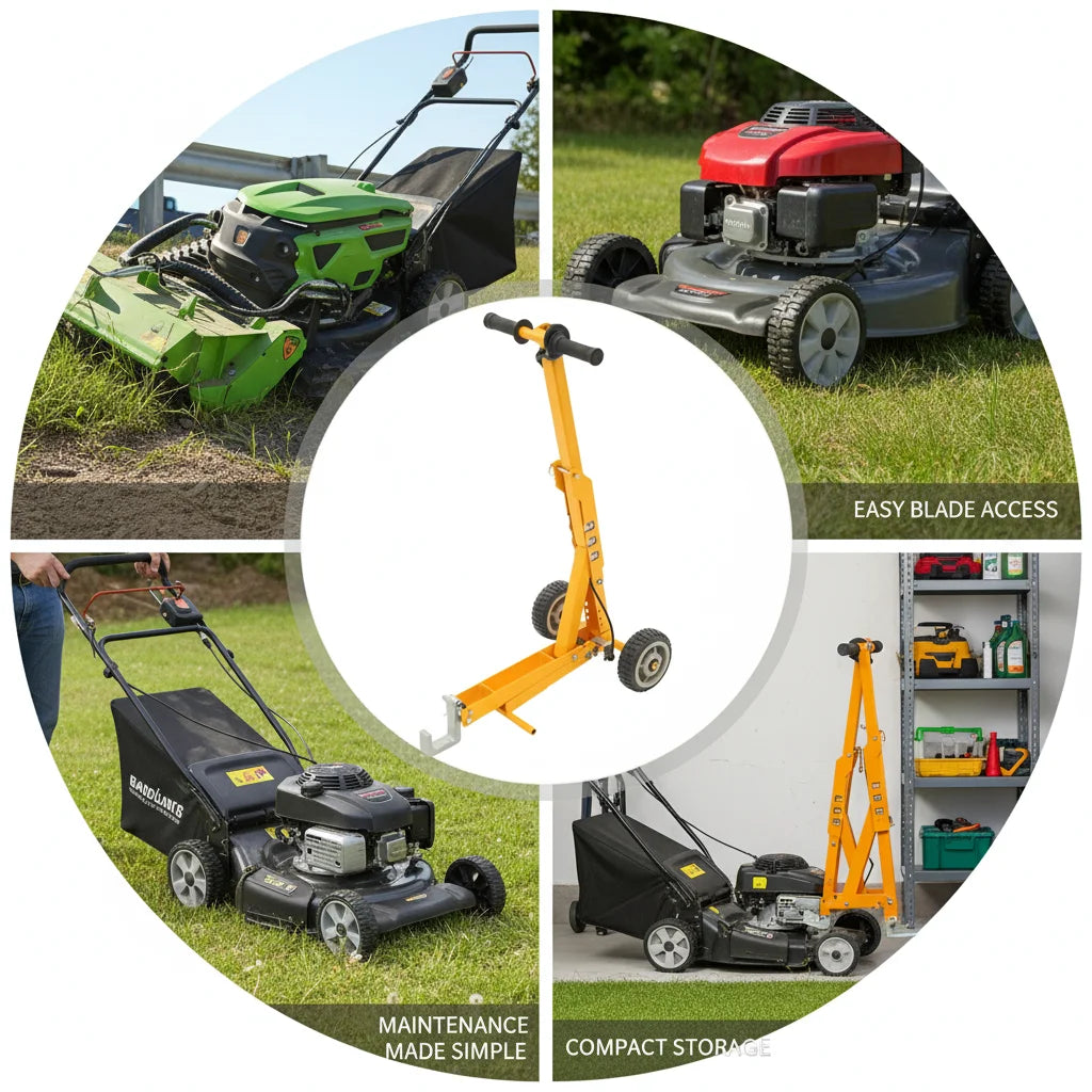 Yellow Manual Lawn Mower Lift 800lbs Capacity Lawn Mower Lift Tool for Lawn Mower Maintenance and Repair