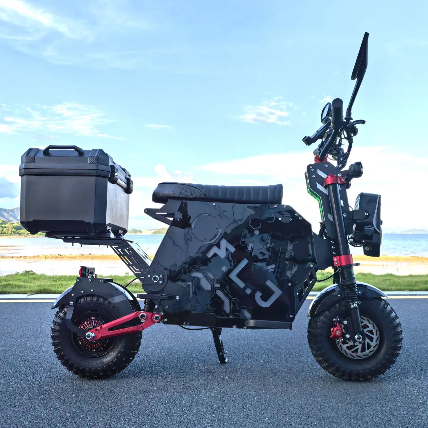 \US Stock FLJ Scooter 72V 12000W Electric Scooter with 14 inch Off Road Fat Tire Removable battery and App Function Scooter