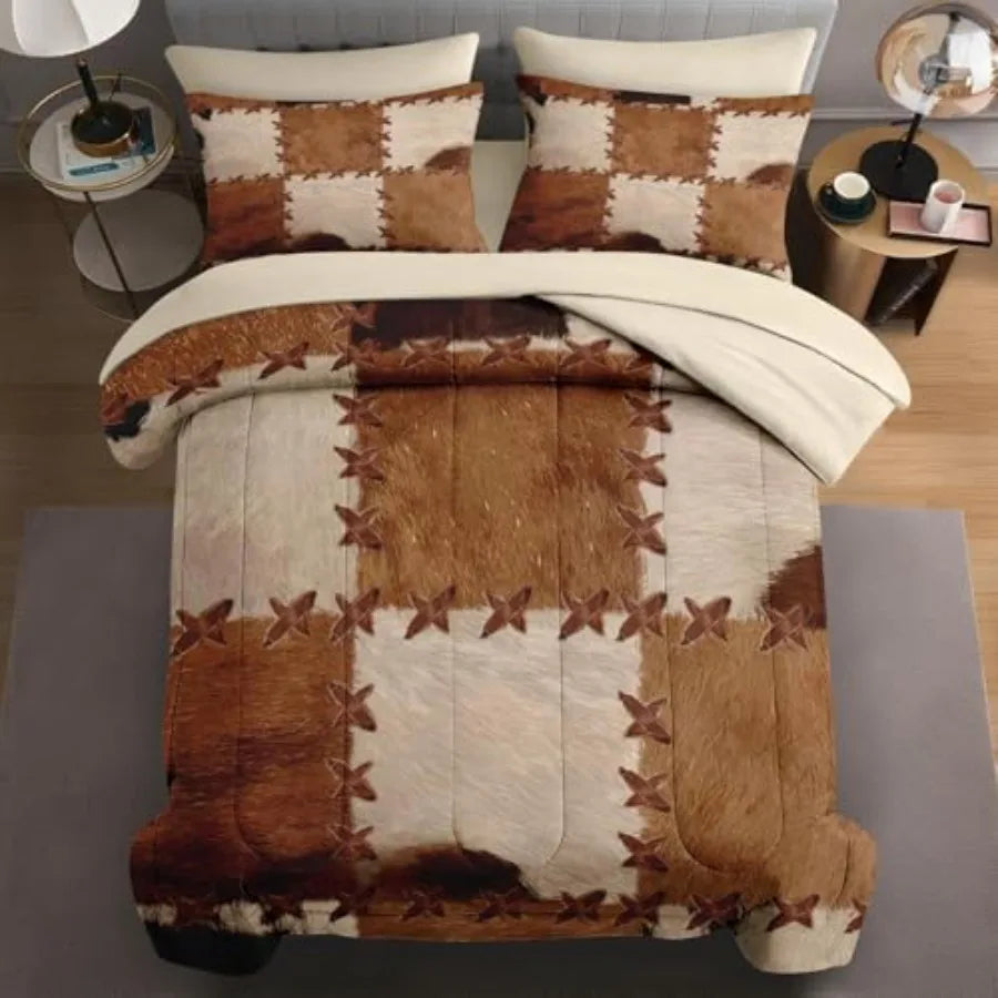 5 Pcs Size Comforter Set with Pillowcase and Sham Cute Happy Highland Bull Bedding for and Adults Flower Cow Cattle Print Bed i