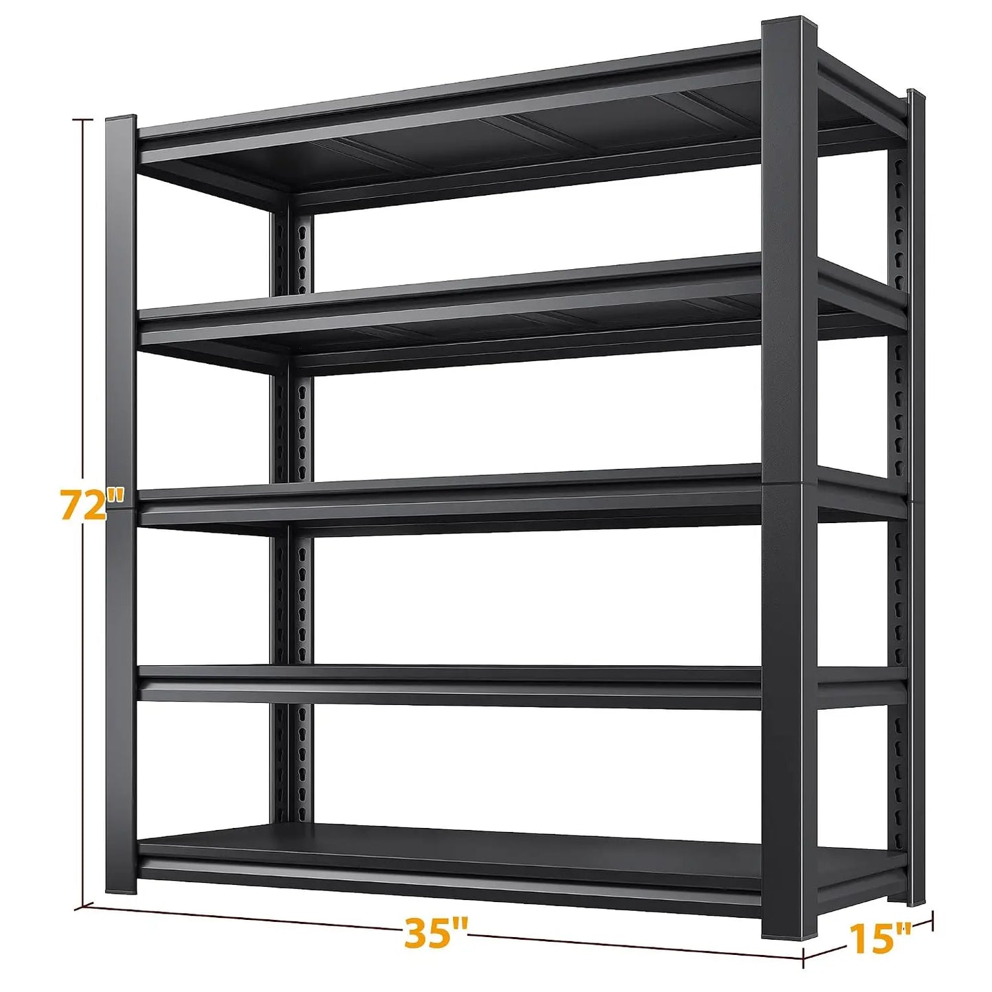 72" H Storage Shelves, 2500LBS Heavy Duty Garage Shelving Unit, 5 Tier Adjustable Metal Shelf for Garage Basement, Customized