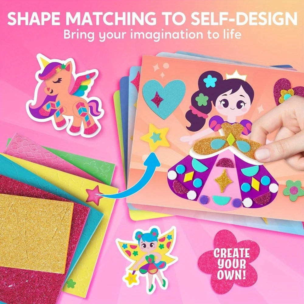 JOYFY Kids Foam Art Kit EVA Foam Stickers with 6 Art Board and 800+ Stickers DIY Arts Crafts for Boys Girls Age 3+ Birthday Gift