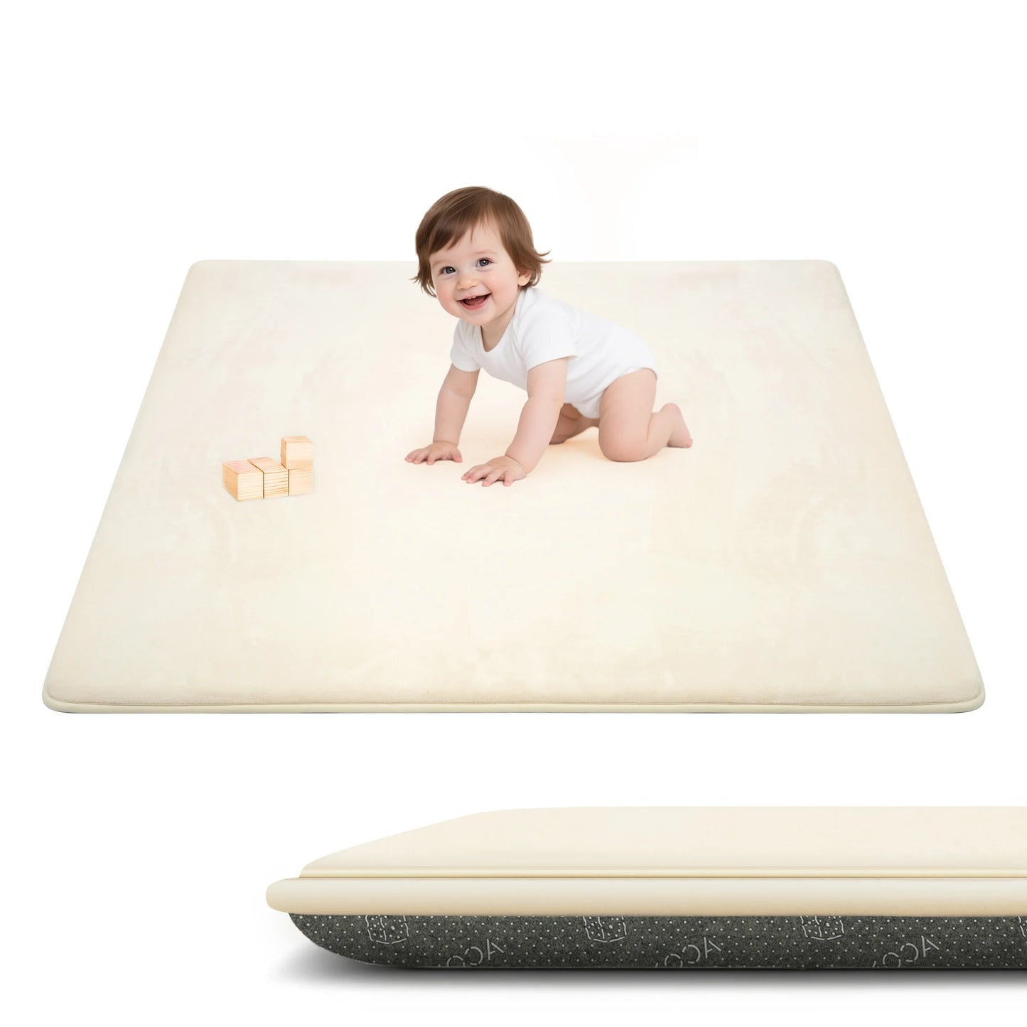 1.3“ Thick Carpet for Living Room Memory Foam Playpen Mat Non Slip Soft Velvet Baby Play Mat Large Floor Rugs