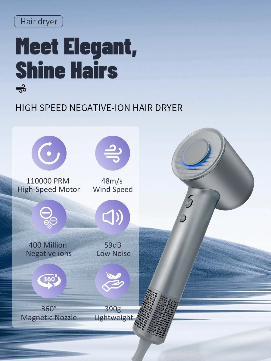 Professional Hair Dryer High-Speed 110V Personal Blower Hair Care Styling Negative Ion Tool Magnetic Nozzle Fast Hair Blow Dryer