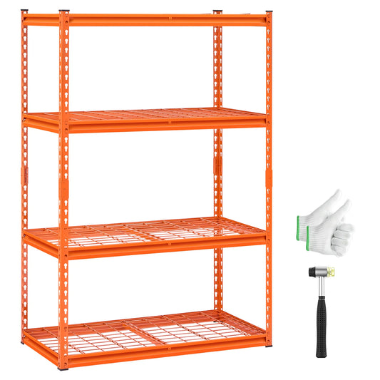 SucceBuy 4 Tier Garage Shelving Unit Storage Shelves Black/Orange 20"Dx40"Wx60"H Height Adjustable Racking for Warehouse Home