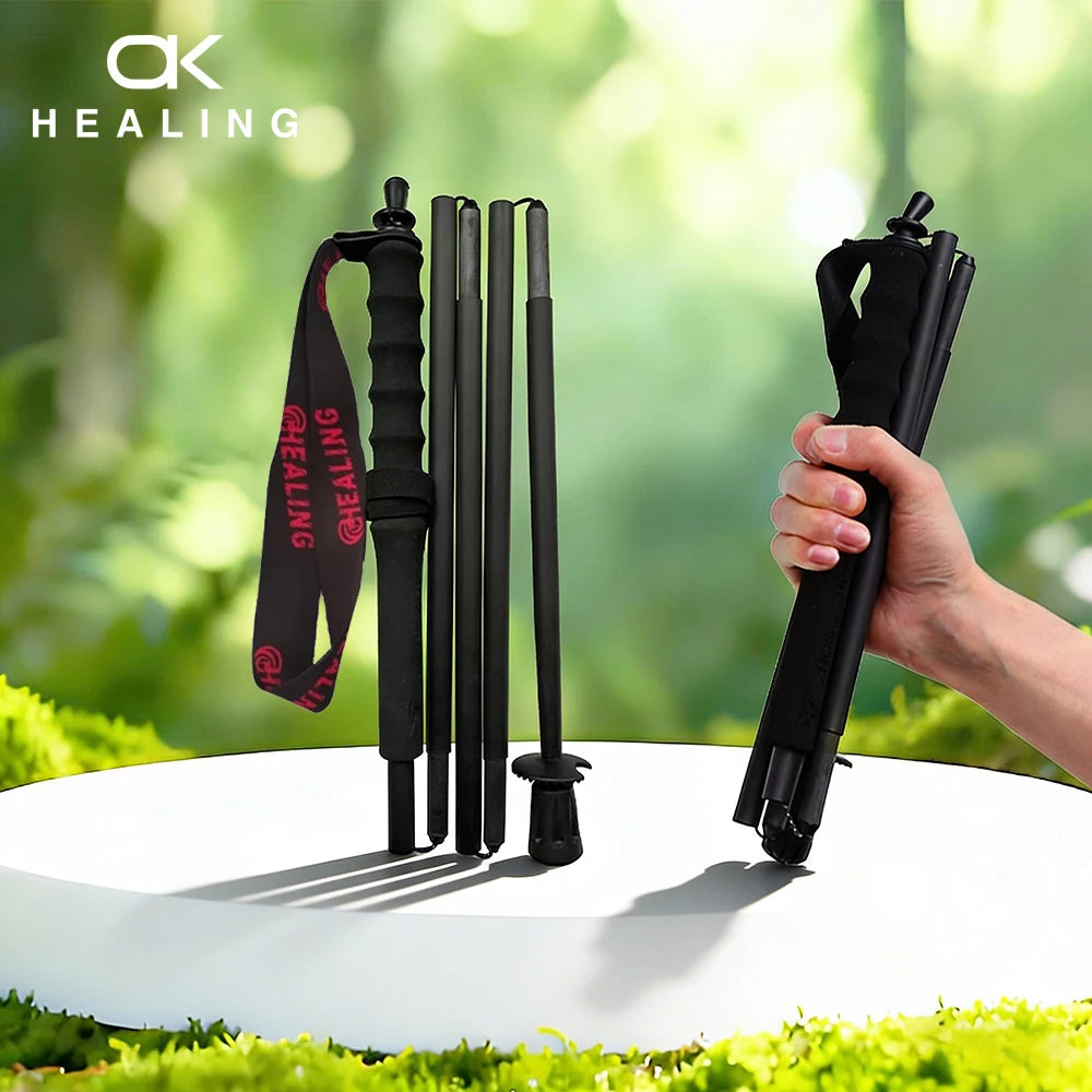 2PCs Trekking Poles Carbon Fiber 115g Ultra-Light Hiking Poles Camping Stick Foldable Walking Cane Travel Outdoor Gear Equipment