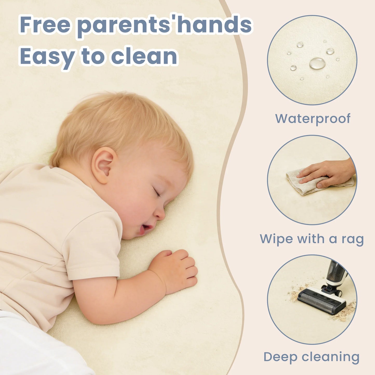 1.3“ Thick Carpet for Living Room Memory Foam Playpen Mat Non Slip Soft Velvet Baby Play Mat Large Floor Rugs