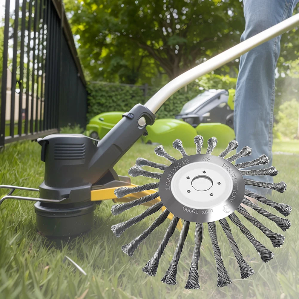 10inch Derusting Weeding Wheel Universal Garden Weeding Brush Removal Rust Rotary Weed Brush Lawn Mower Brush Cutter Accessories