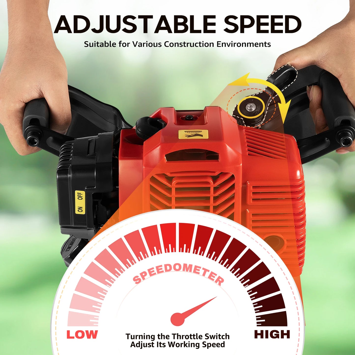 52cc Gas Powered Portable Garden Tree Digger 1900W 2-Stroke Tree Digging Machine Tree Excavator for Digging Root Cutting