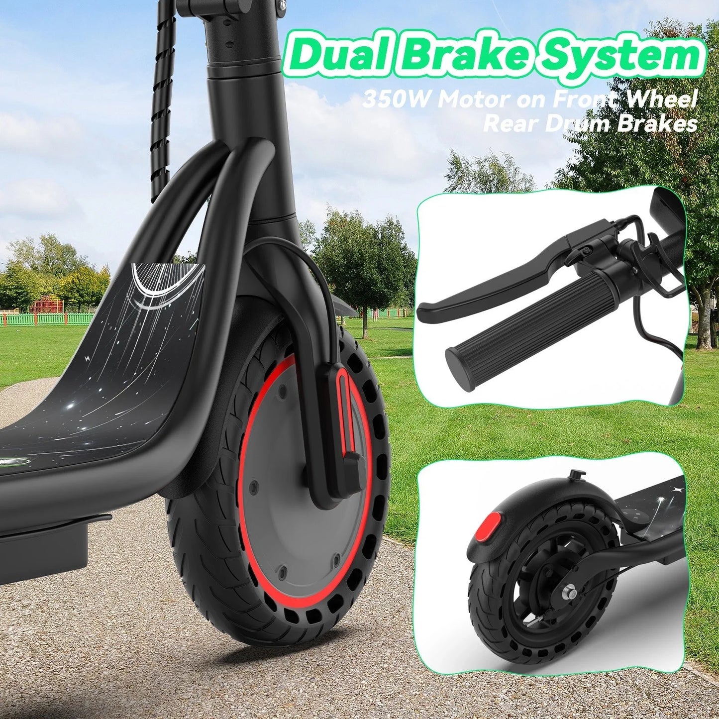 Electric Scooter for Kids,8.5inch Solid Tires,350W Motor,16mph Max Speed,up to 15miles Max Range,Dual Braking System,265lbs Load Capacity,Foldable, Lightweight & Portable