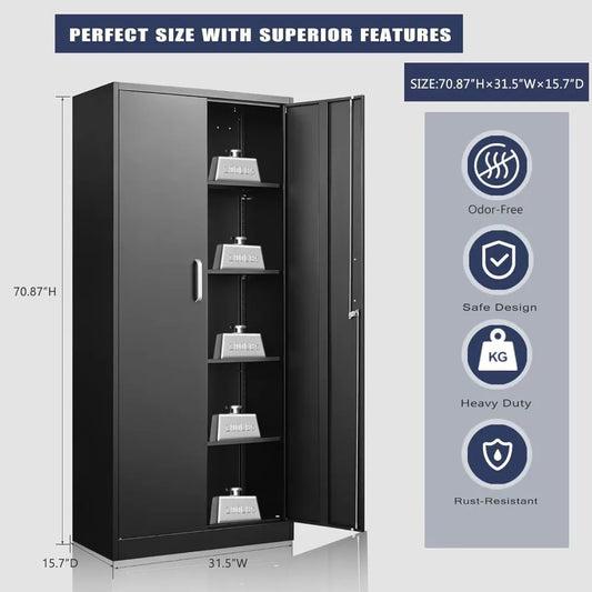 Metal Storage Cabinet with Adjustable Shelves, Garage Storage Cabinets with Doors and Shelves, File Cabinets for, Customized