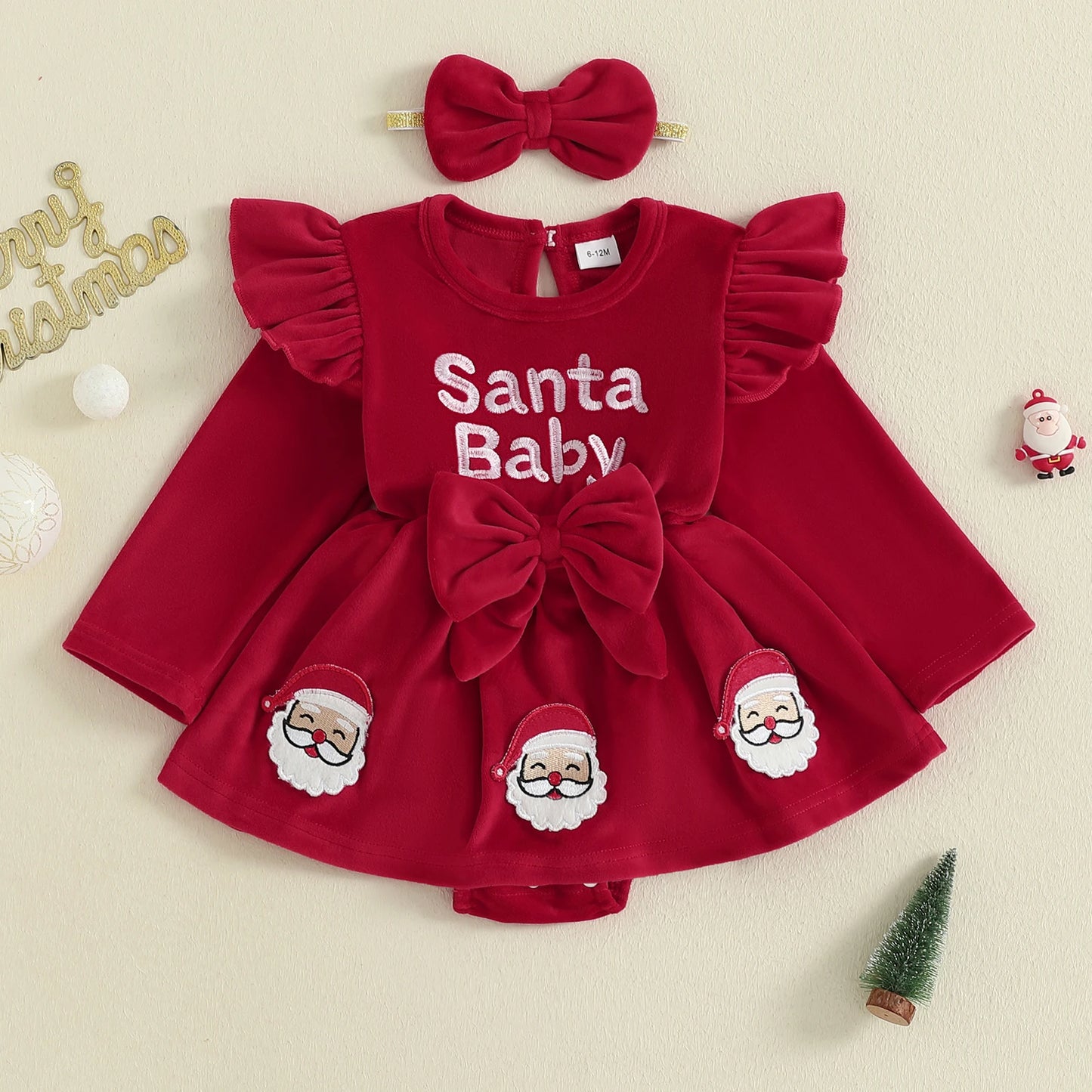 Toddler Boy Christmas 2 Piece Outfits Reindeer Print Long Sleeve Round Neck Romper Pants Hat Set Cute Xmas Costume for Kids