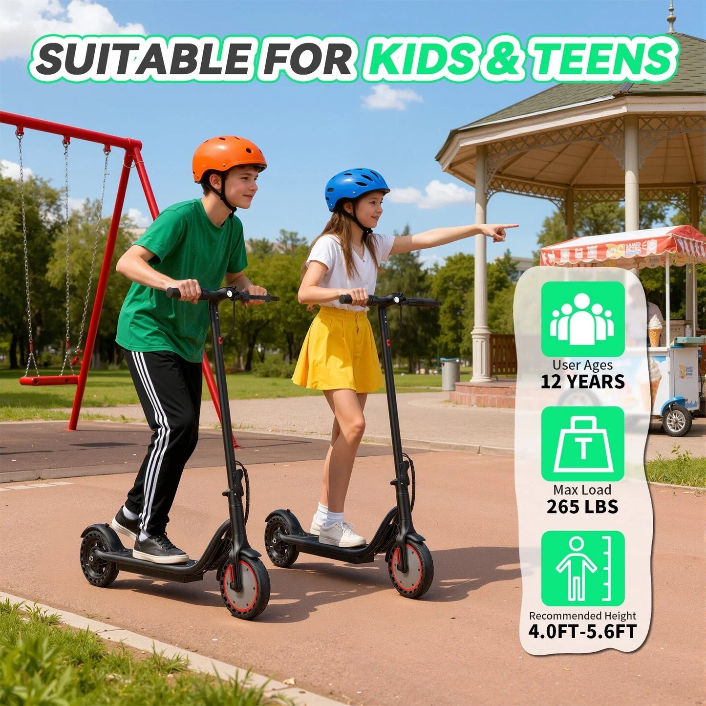Electric Scooter for Kids,8.5inch Solid Tires,350W Motor,16mph Max Speed,up to 15miles Max Range,Dual Braking System,265lbs Load Capacity,Foldable, Lightweight & Portable