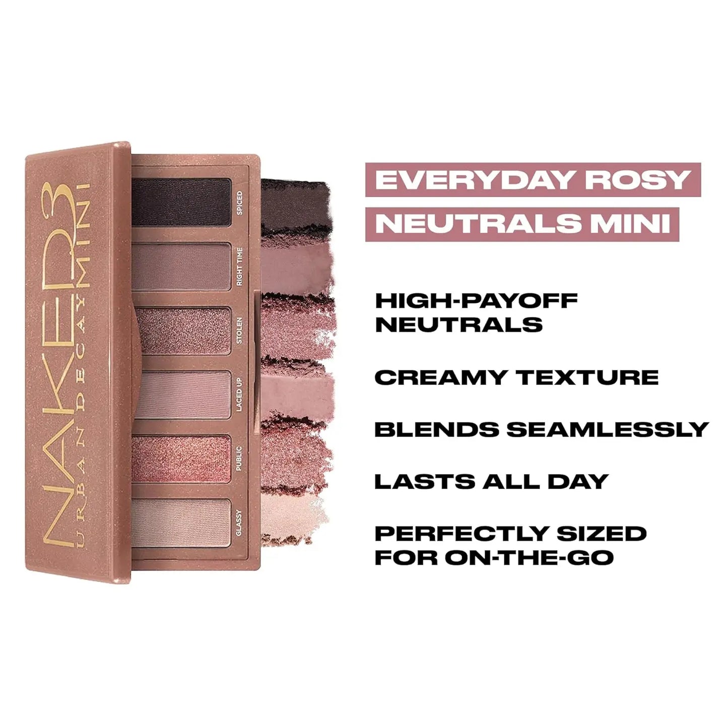 Mini Eyeshadow Palette - 6 Soft Pink Shades, Matte & Shimmer Finishes, Long-lasting Up to 12HR Wear, Travel-Friendly with Mirror