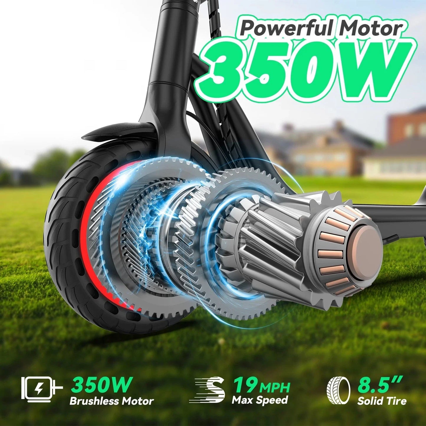 Electric Scooter for Kids,8.5inch Solid Tires,350W Motor,16mph Max Speed,up to 15miles Max Range,Dual Braking System,265lbs Load Capacity,Foldable, Lightweight & Portable