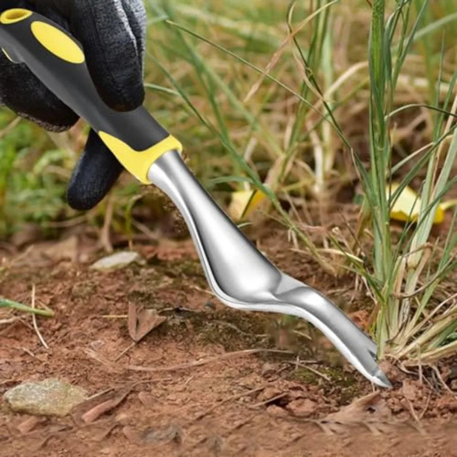 Weed Puller Hand Weeder Tool for Garden Bend-Proof Leverage Base with V-Shaped Forks for Easy Weed Removal and Deeper Root Digg
