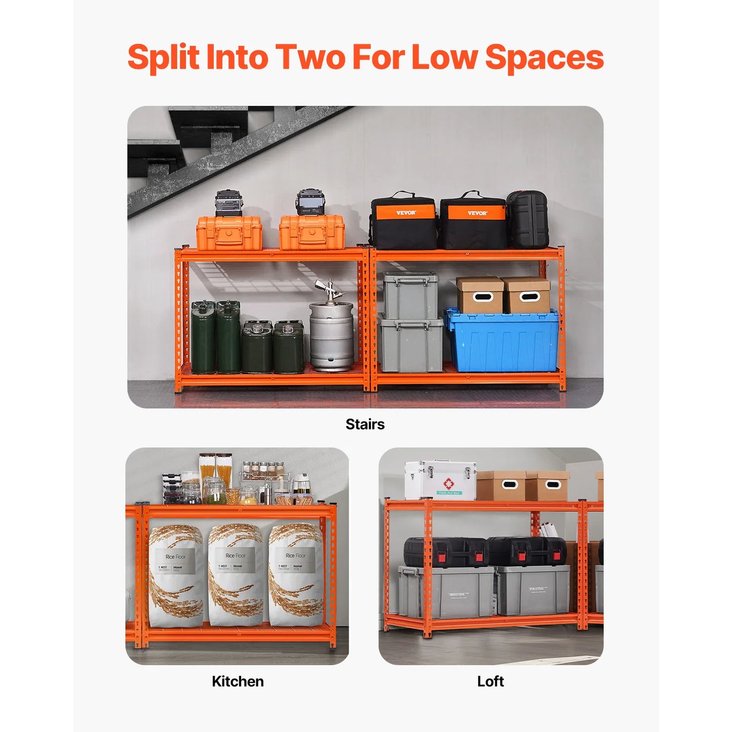 SucceBuy 4 Tier Garage Shelving Unit Storage Shelves Black/Orange 20"Dx40"Wx60"H Height Adjustable Racking for Warehouse Home