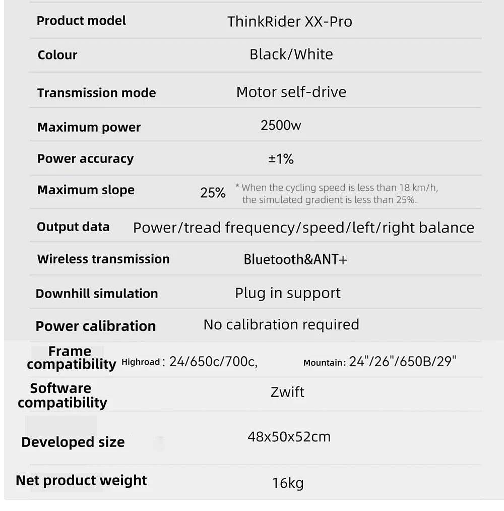 ThinkRider XXPRO Direct Drive Smart Bike Trainer Max 2500W Indoor Training Generate Electricity By Oneself Bicycle Roller