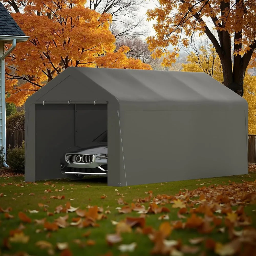 10x20ft Heavy Duty Portable Carport Garage Canopy Tent with Removable Sidewalls, Waterproof UV Protection for Outdoor Use