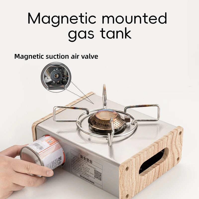 Qunature Outdoor Portable Cassette Stove Camping Cookware Multiple firepower Gas Stove for Tea Brewing Household & Camping Use