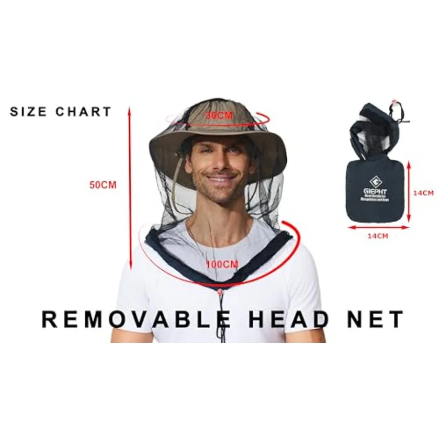 2 Pack Mosquito Head Net Mesh for Hiking and Outdoors, Bug Face Netting over Hat Adults Gnat Fly Insect Midge Protection