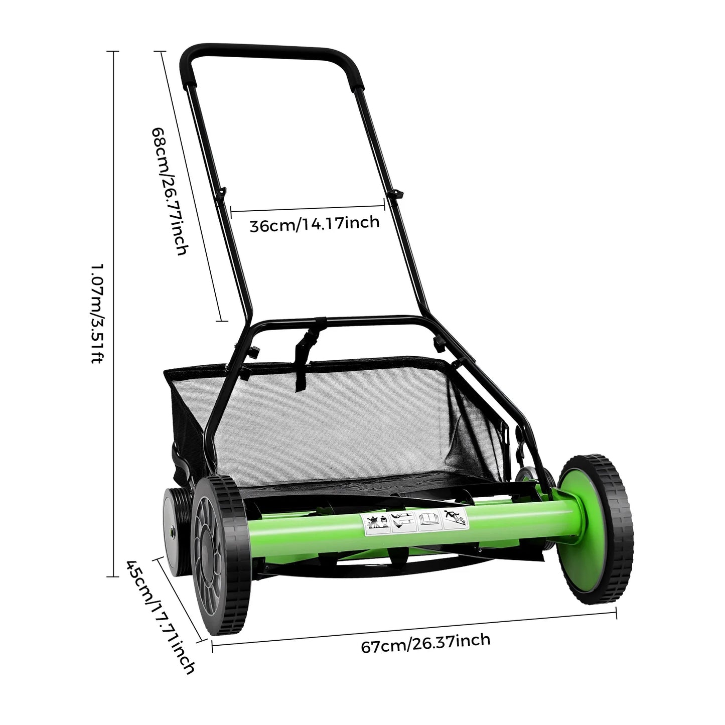 20" Lawn Mower Grass Cutter Machine with Collection BoxPush Reel Mower 5-Blade