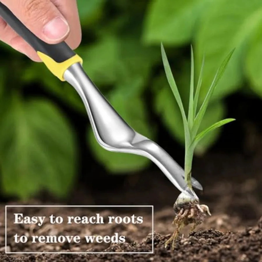 Weed Puller Hand Weeder Tool for Garden Bend-Proof Leverage Base with V-Shaped Forks for Easy Weed Removal and Deeper Root Digg