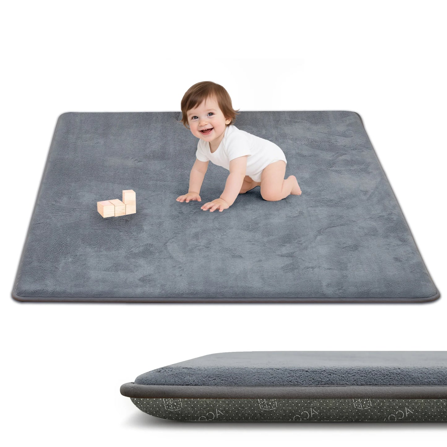 1.3“ Thick Carpet for Living Room Memory Foam Playpen Mat Non Slip Soft Velvet Baby Play Mat Large Floor Rugs