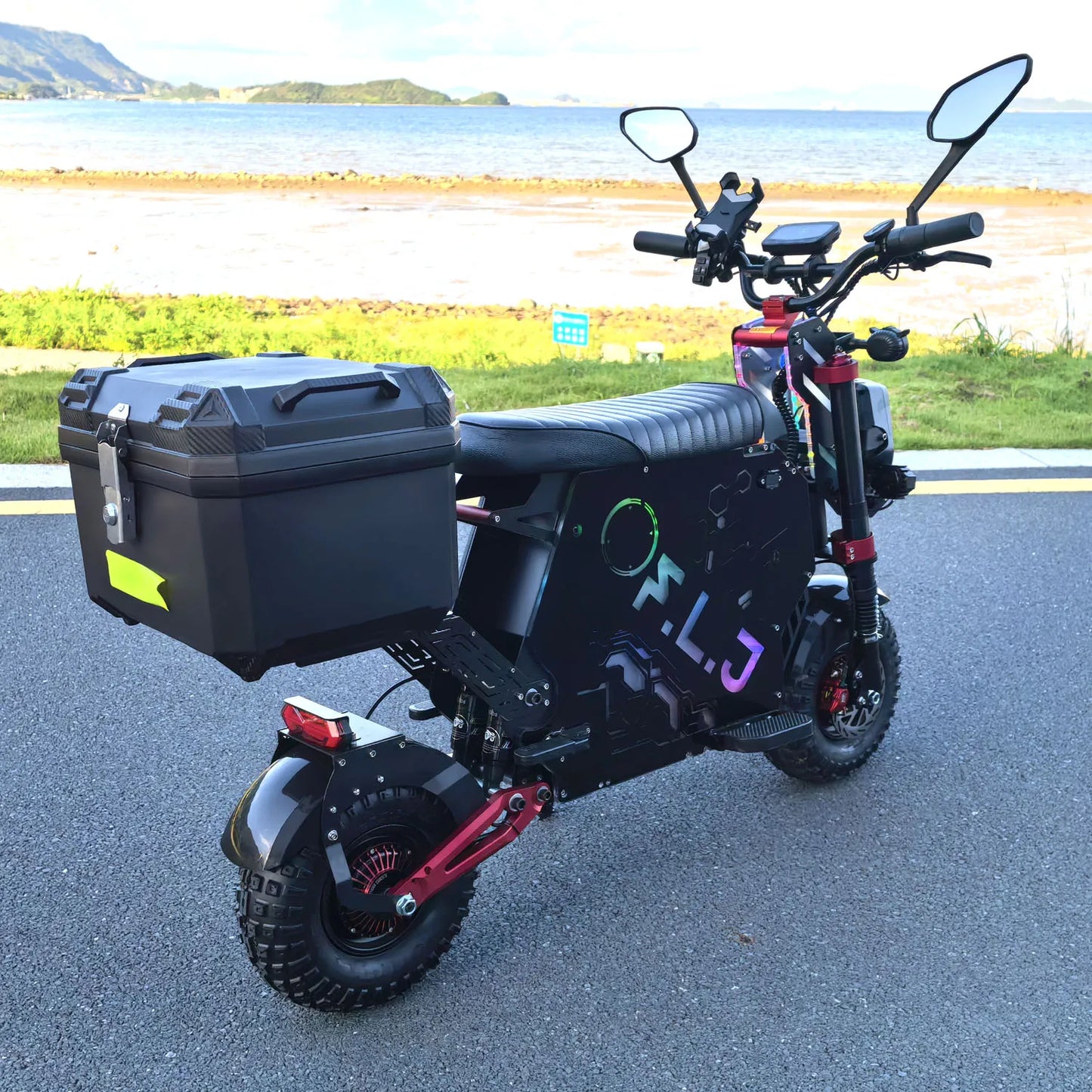 \US Stock FLJ Scooter 72V 12000W Electric Scooter with 14 inch Off Road Fat Tire Removable battery and App Function Scooter