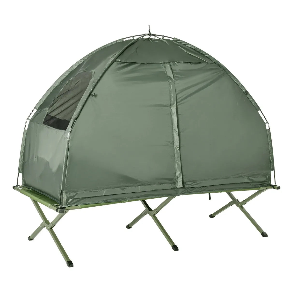 All in One Camping Tent Cot Combo with Air Mattress Sleeping Bag Pump 225lbs Capacity Portable Outdoor Gear Set for Backpacking