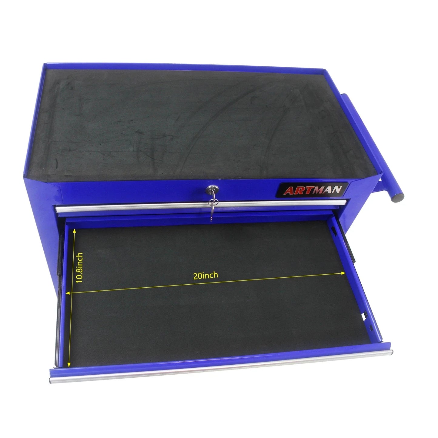 Cabinet, Box, 7 Drawer Rolling Tool Box with Key Lock for Garages, Workshops, Repair Shops, Blue; Steel Rolling Tool Boxes