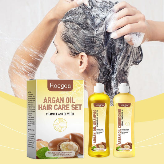 EELHOE AArgan Oil Shampoo and Conditioner Set Moisturizing Smoothing Shine Treatment for Dry Damaged Frizzy Hair Scalp Cleansing
